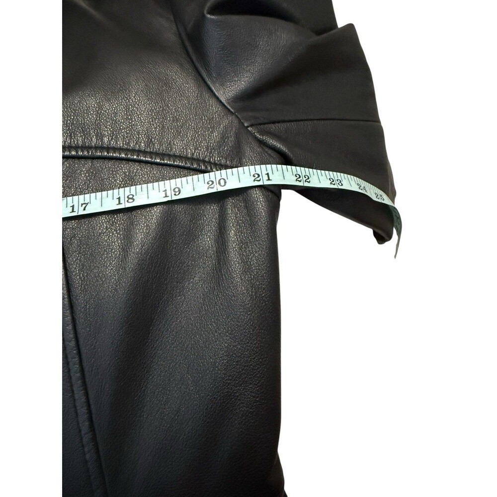 Vintage Wilsons Leather Maxima Black Leather Faux Fur Hood Toggle Coat M - Picture 14 of 16
